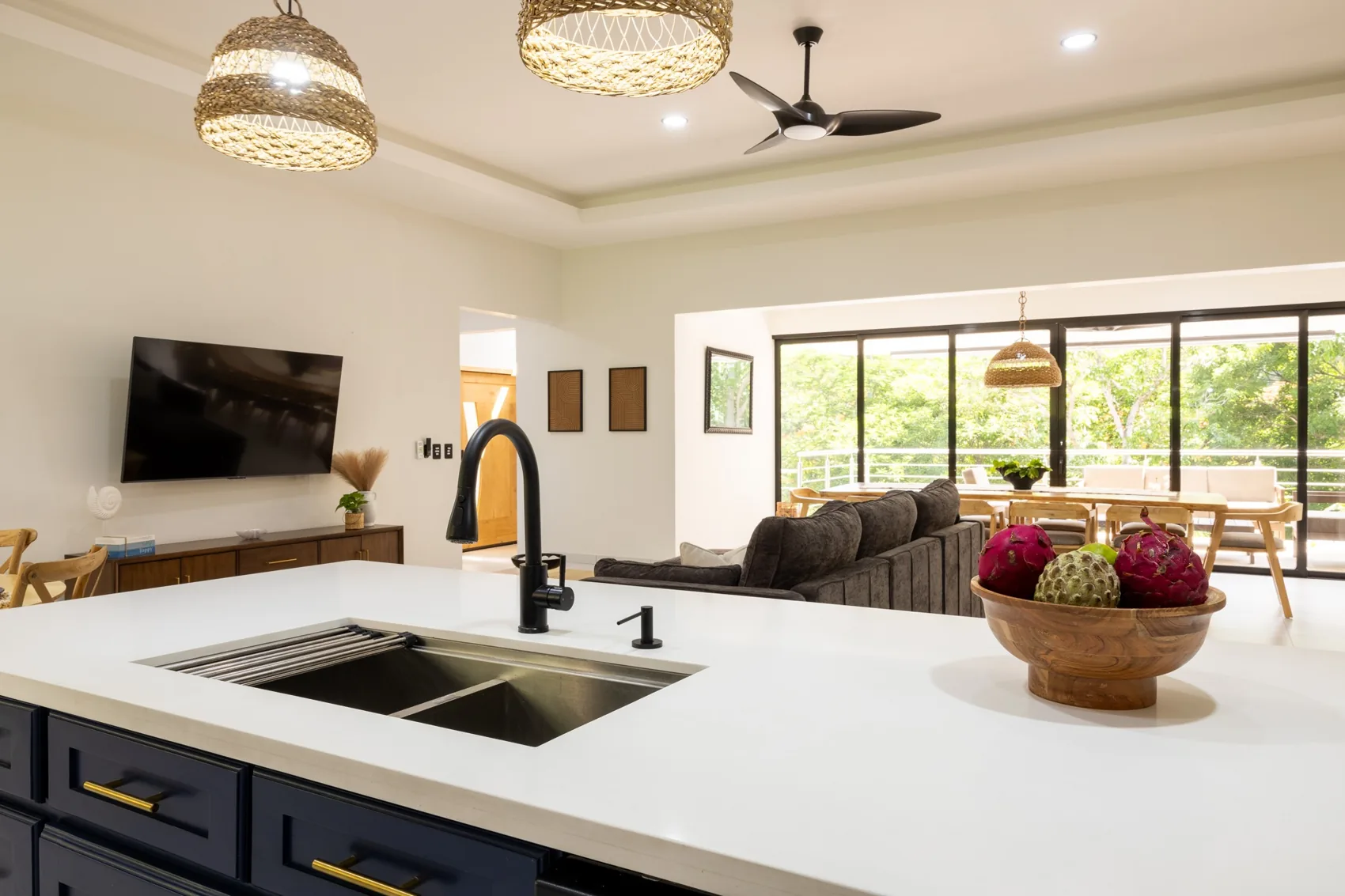 Actual La Beach House living room and kitchen